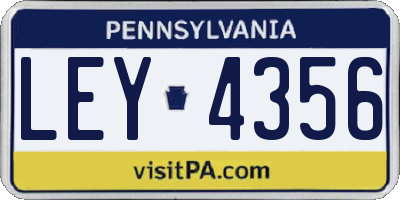 PA license plate LEY4356