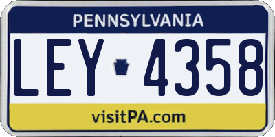 PA license plate LEY4358