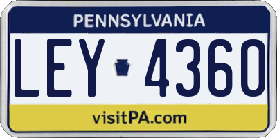 PA license plate LEY4360