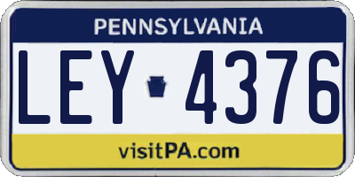 PA license plate LEY4376