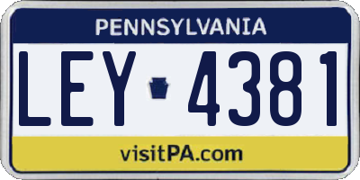 PA license plate LEY4381