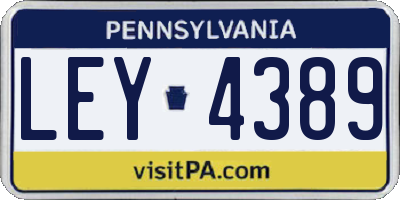 PA license plate LEY4389