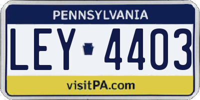 PA license plate LEY4403
