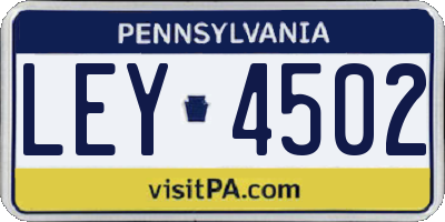 PA license plate LEY4502
