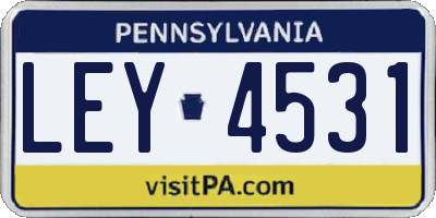 PA license plate LEY4531