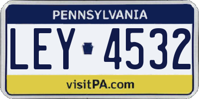 PA license plate LEY4532