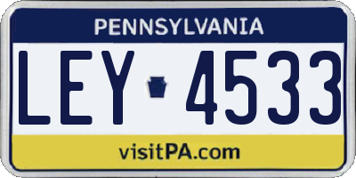 PA license plate LEY4533