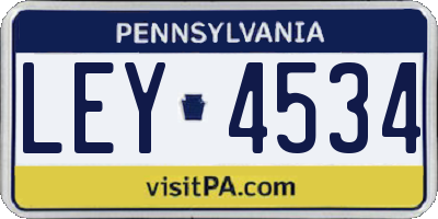 PA license plate LEY4534