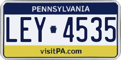 PA license plate LEY4535