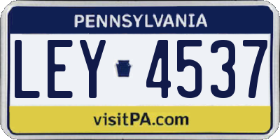 PA license plate LEY4537