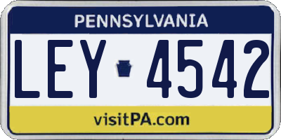 PA license plate LEY4542