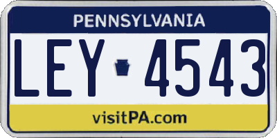 PA license plate LEY4543