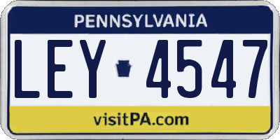 PA license plate LEY4547
