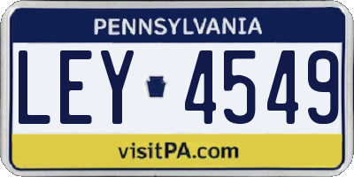 PA license plate LEY4549