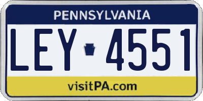 PA license plate LEY4551