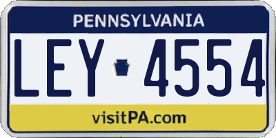PA license plate LEY4554