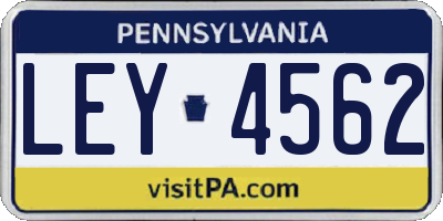 PA license plate LEY4562