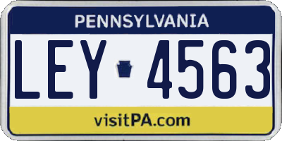 PA license plate LEY4563