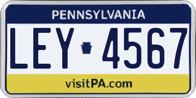 PA license plate LEY4567