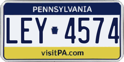 PA license plate LEY4574
