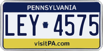 PA license plate LEY4575