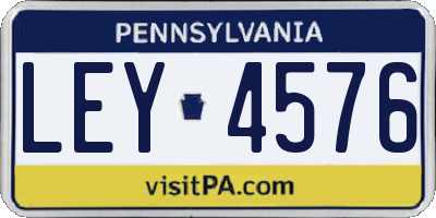 PA license plate LEY4576