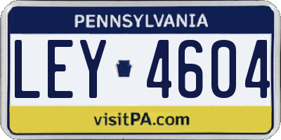 PA license plate LEY4604