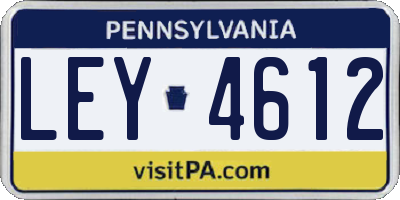 PA license plate LEY4612