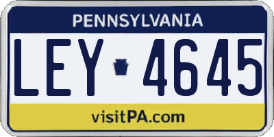 PA license plate LEY4645