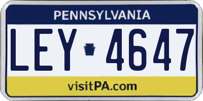 PA license plate LEY4647