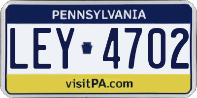 PA license plate LEY4702