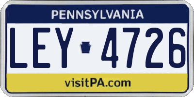 PA license plate LEY4726
