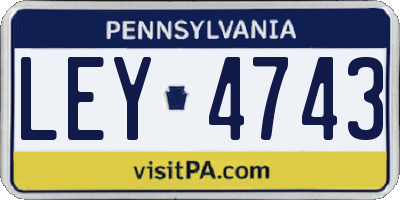 PA license plate LEY4743