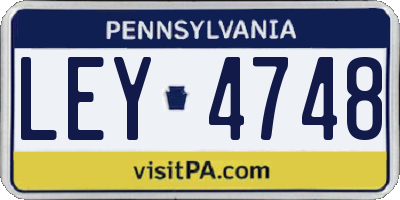 PA license plate LEY4748