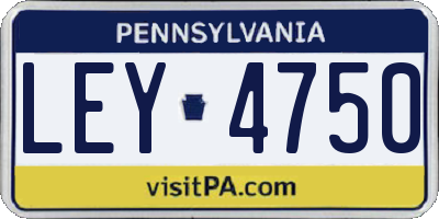 PA license plate LEY4750