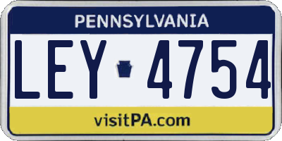PA license plate LEY4754