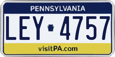 PA license plate LEY4757