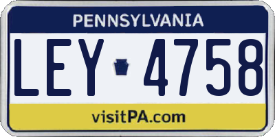 PA license plate LEY4758