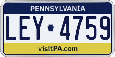 PA license plate LEY4759