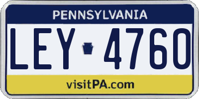 PA license plate LEY4760
