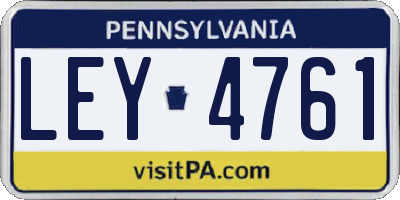 PA license plate LEY4761