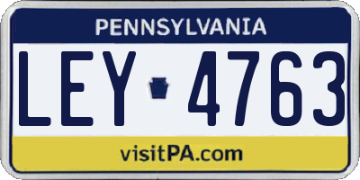 PA license plate LEY4763