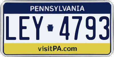 PA license plate LEY4793