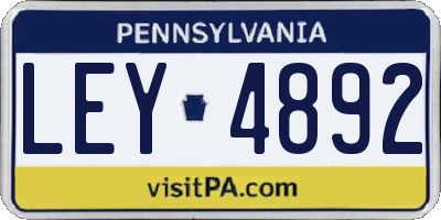 PA license plate LEY4892