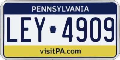 PA license plate LEY4909