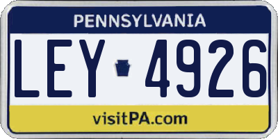 PA license plate LEY4926