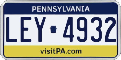 PA license plate LEY4932