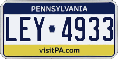 PA license plate LEY4933