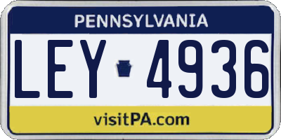 PA license plate LEY4936