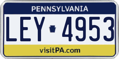 PA license plate LEY4953